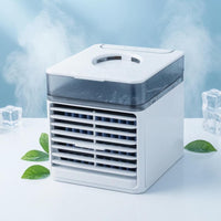 Portable Desktop Air Cooler Compact Mini Air Cooler White Spray Cooling Fan Boxy for Tabletop, Desk