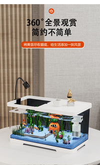 鱼缸过滤制氧一体机小型家用客厅桌面金鱼缸造景摆件套餐全套新款 黑色[升级款】防跳 38.8x21.5x21.2cm