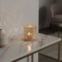 Hollow Lantern Candle Holder Windproof Gold Metal Candle Holder Warm Ambience