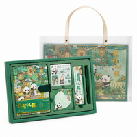 Gift stationery set for a student with a panda, notebook, pen, stickers, bookmark, gift box