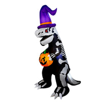 2.4m Halloween Inflatable Skeleton Dinosaur Holding Pumpkin with LED Light for Outdoor Yard, AU Plug