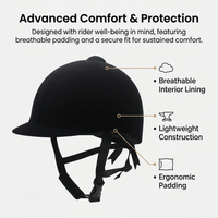 Velvet Horse Riding Hat, Equestrian Helmet with Ventilation System, Horse Riding Cap for Outdoor Act - Image 7