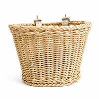 Woven Cycle Basket Front-Mounted Bike Basket with Straps Universal Handlebar Storage Container with Straps for Kids, Young Children, Balance Bikes