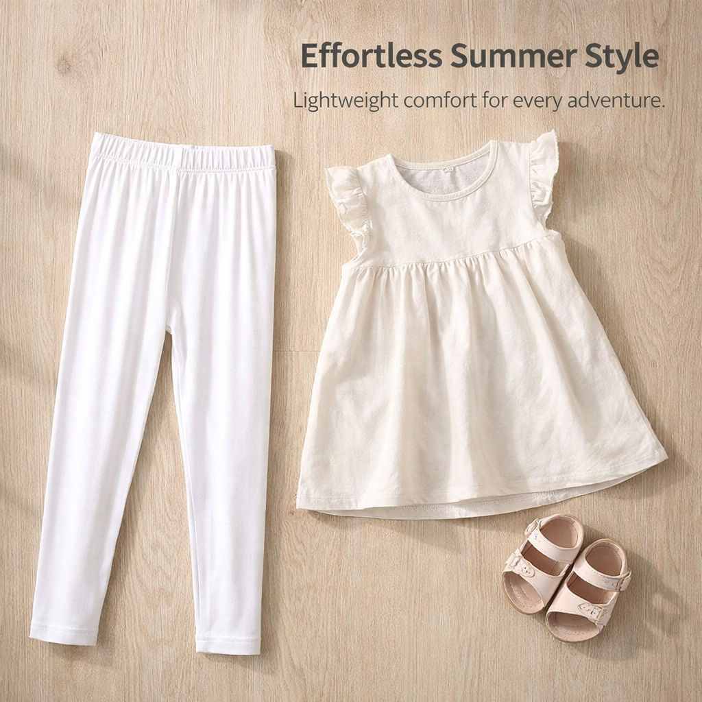 Girls Leggings with Exceptionally Thin Breathable Modal Viscose Fiber for Summer Wear, Kids Sports Pants with Sun Protection for Outdoor Activities