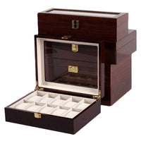 Coffee Glossy Watch Box, 6-Slot, for Watch Storage and Packaging