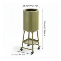 Rolling Bin with Shelf Slim Wastebasket Open-Top for Kitchen