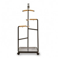 Bird Playstand with Tray Mobile Bird Stand with Wheels Stainless Steel Parrot Activity Center for Training