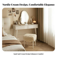 Dressing Table Set with Lighted Mirror Nordic design Bedroom Furniture space-saving Design Includes Matching Stool for Teens