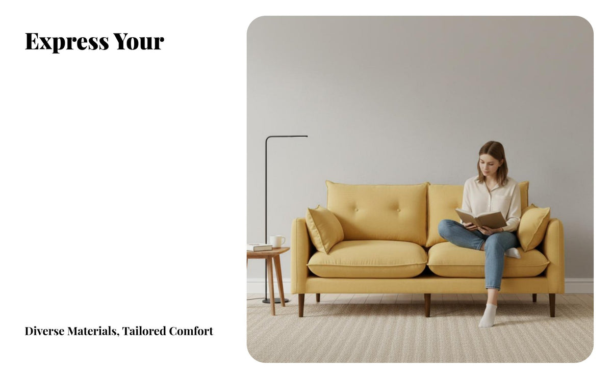 Nordic & design Minimalist Loveseat with Wooden Legs Small Space perfect Upholstered 2-Seater Settee Japanese appearance space-efficient Couch Sturdy Construction for Apartment Dwellers, Young Adults, homeowners, Bedroom, Studio Flat, Lounge Area, Entrywa