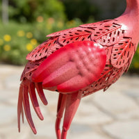 Metal Flamingo Statue Ground Stakes Iron Flamingo Ornament Hand-Painted