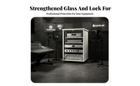 Professional Audio Rack Cabinet Organizer Heavy-duty Casters Lockable Wheels Perforated Panel Glass Door Suitable for Djs KTV Studio Home Theater