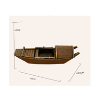 Wooden Boat Ornament Wood Grain Finish Table Decoration Mini