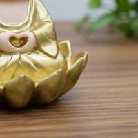 Golden Meditating Buddha Statue Cute Design Little Buddha Figurine for Desktop