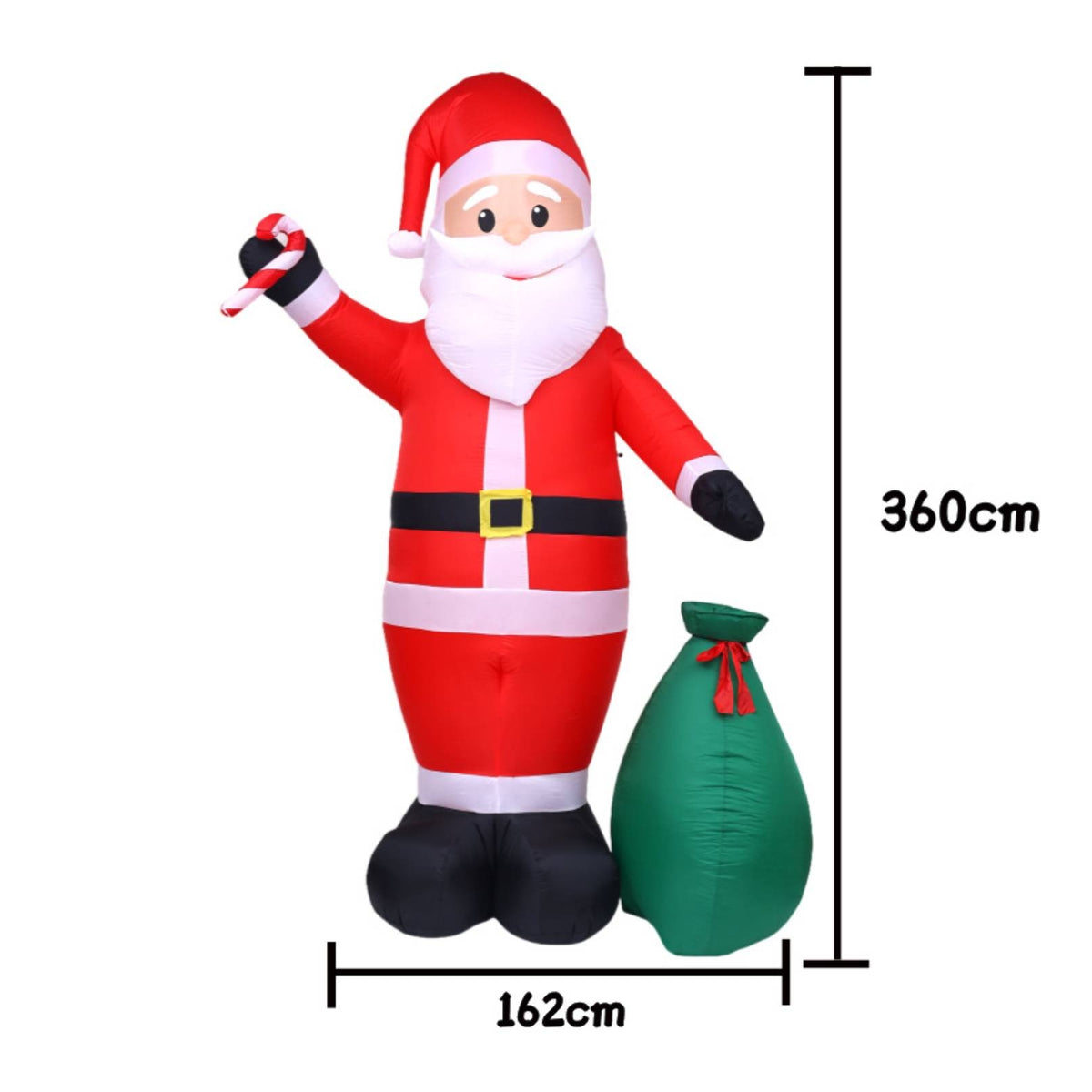 Giant Inflatable Santa with Gift Bag Easy Inflation Santa Inflatable with Gift Bag Built-in LED Lawn Decorations Bright for Storefront