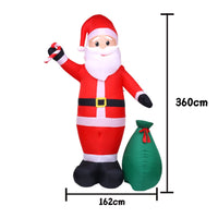 Giant Inflatable Santa with Gift Bag Easy Inflation Santa Inflatable with Gift Bag Built-in LED Lawn Decorations Bright for Storefront