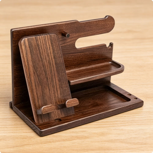 Bedside Valet Tray Versatile Wooden Phone Dock Easy to Assemble Nightstand Organizer for Office