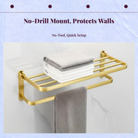 Brushed gold towel rack, no-drill