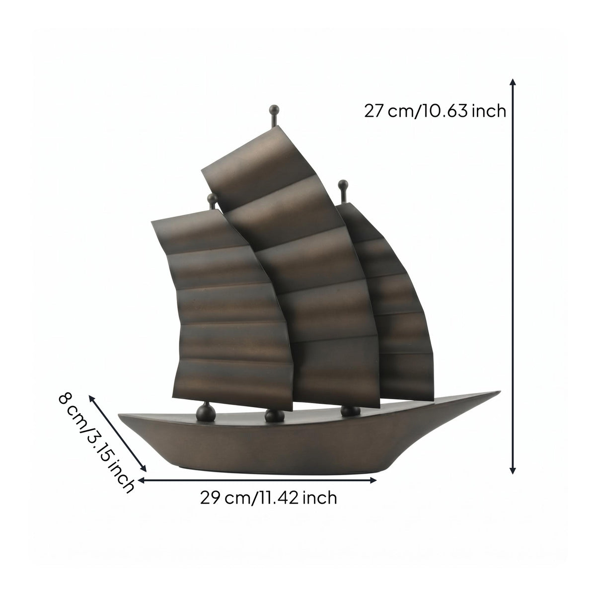 Metal Sailboat Ornament Layered Sails Display Piece Metallike for Tabletop
