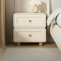 Streamlined Contemporary Design 2-Drawer End Table space-saving Size Nightstand Rounded Corners Storage Cabinet Multi-Purpose for Apartment Dwellers, Homeowners, Bedroom, Small Spaces, Dorm Room, Entryway