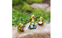 3 Pieces Frog Band Figurine Set Bright Colors Musical Frog Statues Detailed Craftsmanship Garden Decoration for Balcony