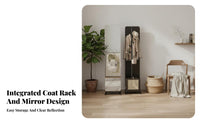 Solid Wood Rolling Hall Tree with Mirror Full-Length View Garment Stand Freestanding Coat Rack Mobile Design for Apartment Dwellers, Fashion Enthusiasts, Dressing Area, Entryway, Dorm Room, Walk-in Closet