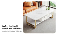 2-Tier Coffee Table Modern Design 2-Tier Rectangular Table Rounded Corners Nordic Design for Homeowners, Office Reception
