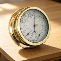 3 in 1 Meteorological Instrument Polished Round Thermometer Hygrometer Pointer Indicators Weather Prediction Meter
