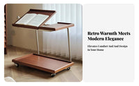 Retro Design Mobile Mobile Unit with Storage Multi-Functional Split-Top Rolling Table Space-Saving Household Furniture Lockable Wheels for Apartment Dwellers, Distant Workers, Musicians, Living Room, Small Areas, Bedroom, Home Office