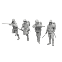 1/72二战兵人1/64怀旧小兵1/35士兵军人白模小摆件微缩兵人微型