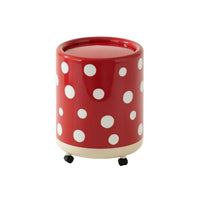 Lidded Trash Can with Wheels Mobile Wastebasket Compact for Bathroom