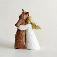 Girl and Horse Figurine Faceted Horse Figurine Giftable for Shelf, Bedside Table