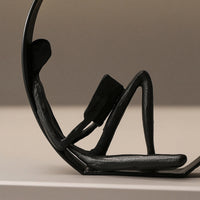 Human Figure Sculpture Compact Sculpture with Circular Hoop Creative Thinker Statue for Simplicity Lovers