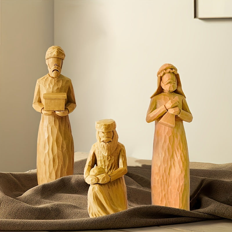 3-Piece Hand-Painted Wise Men Sculpture Christmas Craft Set