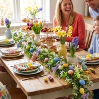 Decorative Easter Egg Ribbon Garland Bright Colors Easter Flower and Egg Garland Festive Atmosphere Spring Flower Vine for Indoor, Fireplace, Doorway