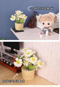 Miniature Plant Pot for Dollhouse - 1:12 Scale BJD Dollhouse Plant Decoration DIY Kit