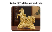 Meaningful Gift Chinese Wealth Horse Figurine Intricately Detailed Golden Horse Ornament for Business Owners, Office, Shop, Desktop