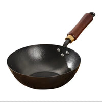 Natural Non-Stick Hand Hammered Wok Heavy Duty Traditional Chinese Stir-Fry Pan All Stovetop Compatible