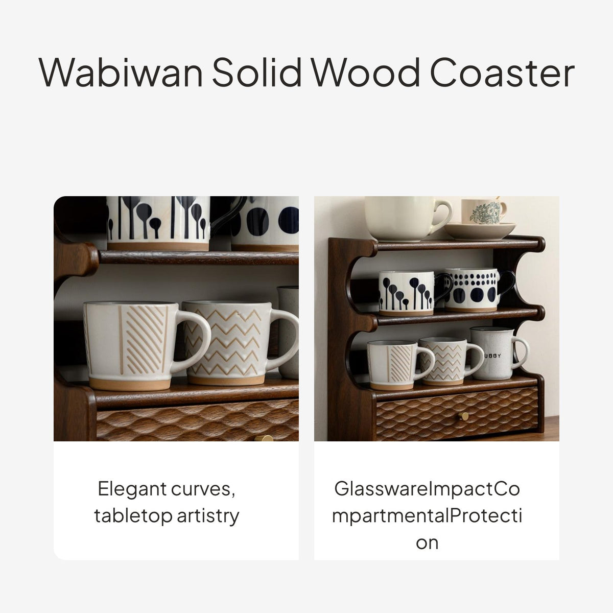 Walnut Wood Desktop Mug Rack Organizer Display Stand