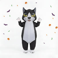 Black Inflatable Cat Suit Lightweight Cat Costume with Blower Sturdy Inflatable Costume Funny for Parades
