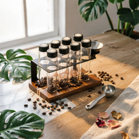 6 Pieces Coffee Bean Canister Transparent Coffee Bean Jar Set with Funnel