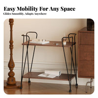 2-Tier Rolling End Table Sturdy Serving Trolley Easy to Clean for Living Room