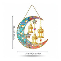 Acrylic Moon Decoration Vibrant Stained Glass Style Suncatcher Sturdy