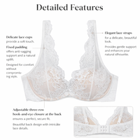 Lingerie Set for Women with 3/4 Cup Minimizing Bra for Large Bust, Lace with Back Closure for Everyday Wear