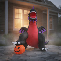 Outdoor Inflatable Dragon with Pumpkin Spooky Halloween Inflatable Large Decorations Portable for Lawn