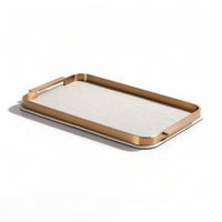 Metal Frame Tray Textured Tray with Handles Rectangular for Perfume Display