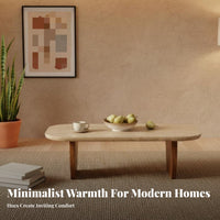 Wabi-Sabi Design Rectangular Travertine Coffee Table Natural Stunique Top Home Furniture sturdy Wood Legs Minimalist aesthetic for Interior Designers, Homeowners, Living Room, Lounge Area, Office Reception