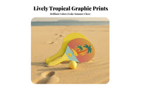 2 Pieces Palm Tree Print Wooden Beach Paddle Rounded Head Water Sports Gear
