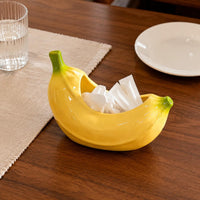 Banana Shaped Ceramic Tray Rounded Home Decor Item Yellow for Countertop