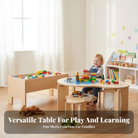 Solid Wood Wooden Building Block Table Educational Peanut Shaped Play Table Ideal Gift Toddler Art and Craft Desk Child-Friendly Design for Toddlers, Preschoolers, Girls, Playroom, Kindergarten, Classroom, Living Room