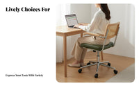 Rattan Back Swivel Chair Wear-Resistant Rattan Back Rolling Chair Easy to Clean